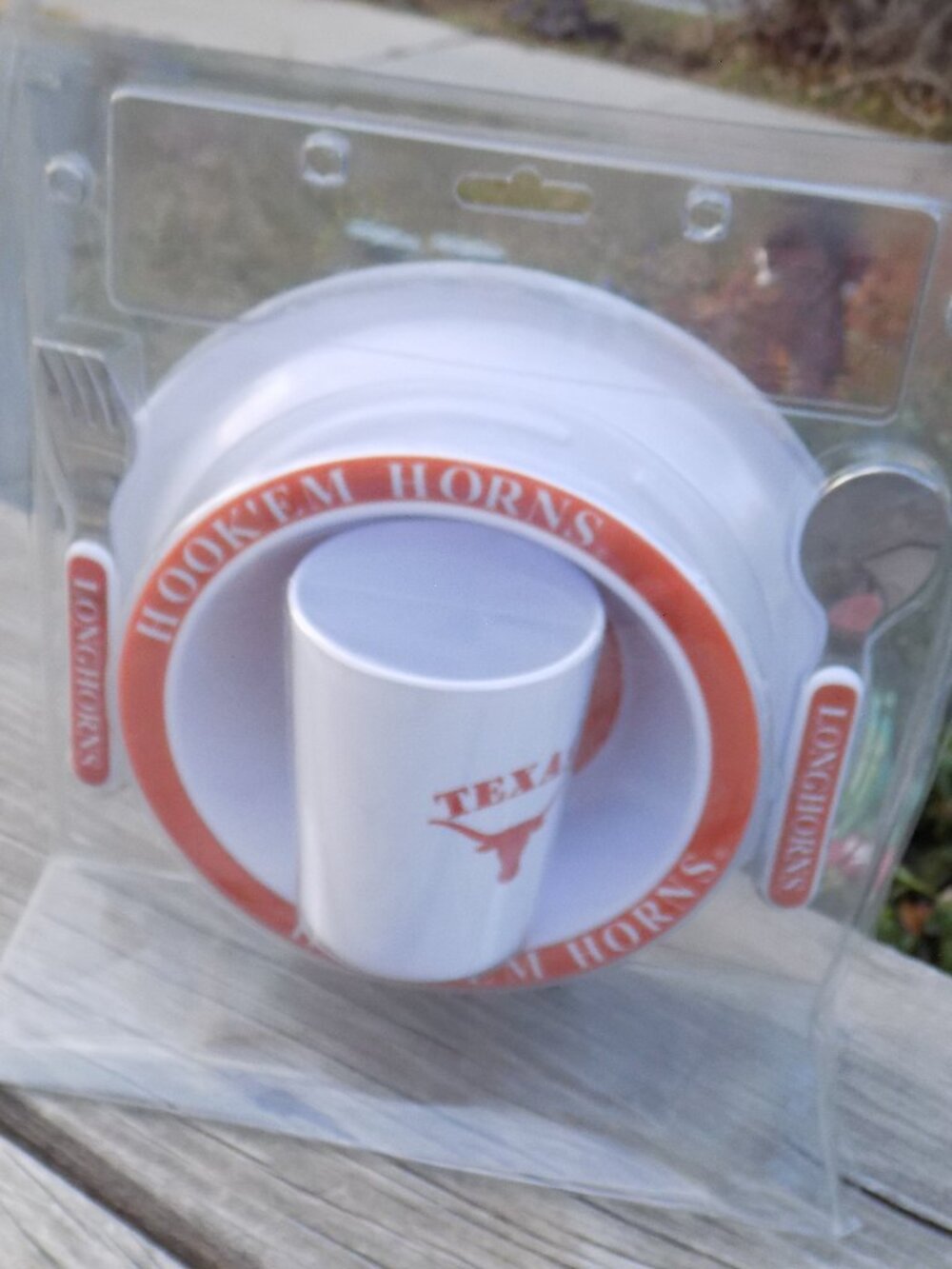 Texas Longhorns Dinner Set 5 Piece Plate Bowl Cup New Old Stock Not Restaurant
